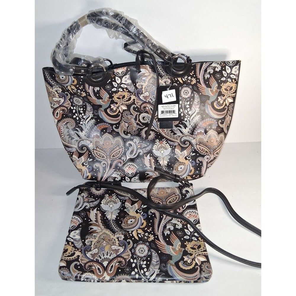 Sydney love Trends Reversible Medium Tote Black Paisley/Black Plus Crossbody Bag